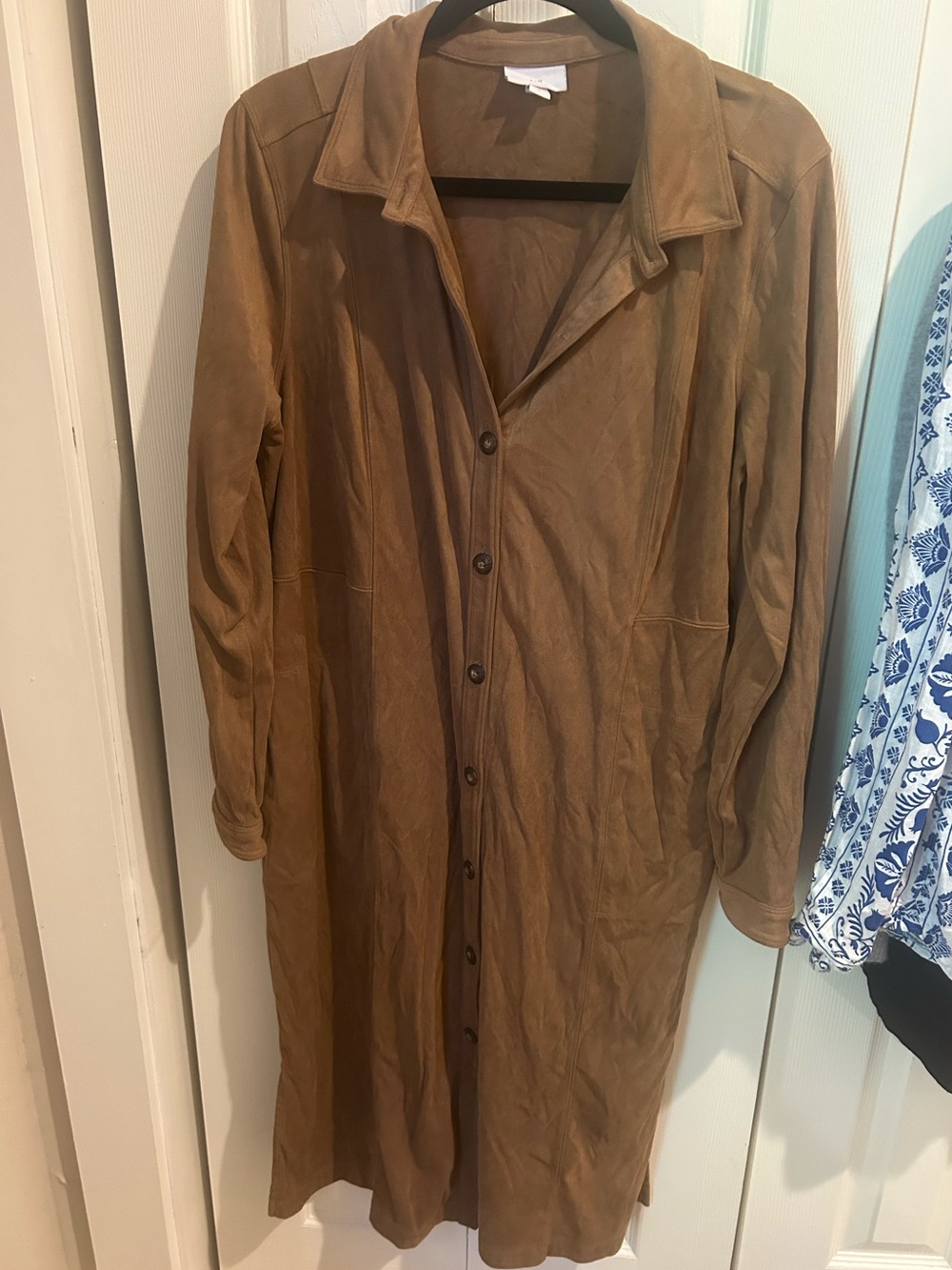 JJill Classic Brown  full length long sleeve Long Button-Front Women's